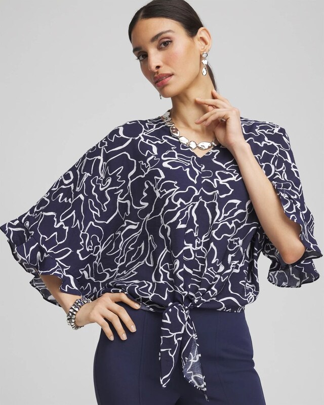 Ecovero Tie-Front Frill Sleeve Blouse